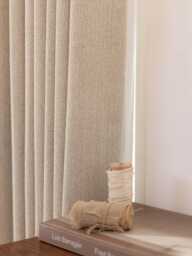 Agnor Linen Cotton Blackout Curtain With Herringbone Pattern, 4 Colors, Room Darkening Thermal For Bedroom & Livingroom, 1Pc - thumbnail 1