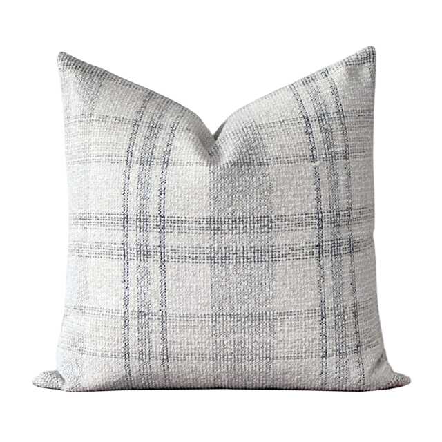 Woven Plaid Pillow Cover With Gray Beige & Brown Tones - Soft Boucle Texture Neutral Modern Home D??cor Accent Baker - image 1