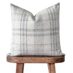 Woven Plaid Pillow Cover With Gray Beige & Brown Tones - Soft Boucle Texture Neutral Modern Home D??cor Accent Baker - thumbnail 3