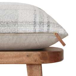Woven Plaid Pillow Cover With Gray Beige & Brown Tones - Soft Boucle Texture Neutral Modern Home D??cor Accent Baker - thumbnail 2