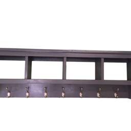 Gray Entryway Coat Rack With Cubby Shelf & Satin Chrome Hooks - thumbnail 2