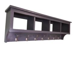 Gray Entryway Coat Rack With Cubby Shelf & Satin Chrome Hooks