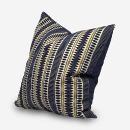Navy Blue Geometric Jacquard Pillow Cover Boho Throw Cushion - thumbnail 4
