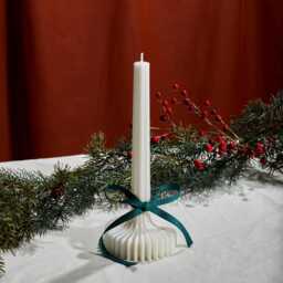 Tall Ribbed Taper Candle Modern Unscented Eco-Friendly Wax - thumbnail 1