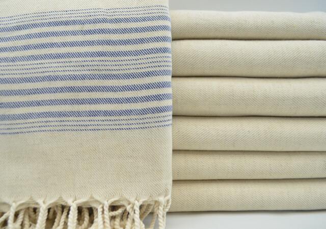 "Linen Towel, Navy Blue Striped Towel, Turkish Towel, 40""x70" - image 1