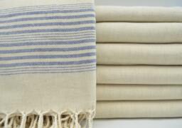 "Linen Towel, Navy Blue Striped Towel, Turkish Towel, 40""x70"
