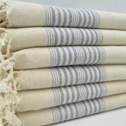 "Linen Towel, Navy Blue Striped Towel, Turkish Towel, 40""x70" - thumbnail 3