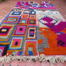 Rug Moroccan Vintage-Wool Rug - Rainbow Rugs-Vintage Fabric Scraps-Fall Rugs - Azilal Gray - thumbnail 3