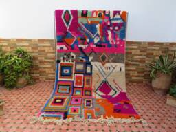 Rug Moroccan Vintage-Wool Rug - Rainbow Rugs-Vintage Fabric Scraps-Fall Rugs - Azilal Gray - thumbnail 1