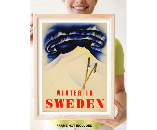 Reprint Of The Vintage Travel Poster - Winter in Sweden - image 1