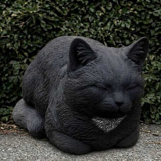 Stone Black Sculpture Concrete Statue Cement Pet Figurine Outdoor Animal Decoration Memorial Kitten Ornament Cat Lover Gift Yard Art - image 1