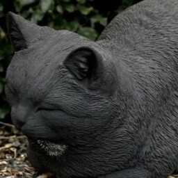 Stone Black Sculpture Concrete Statue Cement Pet Figurine Outdoor Animal Decoration Memorial Kitten Ornament Cat Lover Gift Yard Art - thumbnail 2