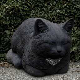 Stone Black Sculpture Concrete Statue Cement Pet Figurine Outdoor Animal Decoration Memorial Kitten Ornament Cat Lover Gift Yard Art - thumbnail 1