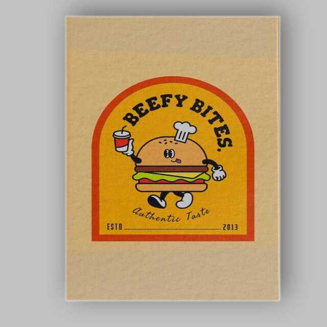 Cute Cartoon Burger Fast Food Mascot Retro Illustration Canvas Wall Art Print Decor Picture Ready To Hang - image 1