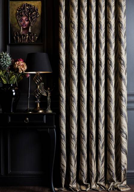 Curtains Panel Striped Patterned Fabric Luxury Bedroom Living Room Gray Custom Size Drape - image 1