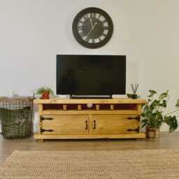 Rustic Solid Wood Corner Tv Cabinet, Farmhouse Media Console - thumbnail 3