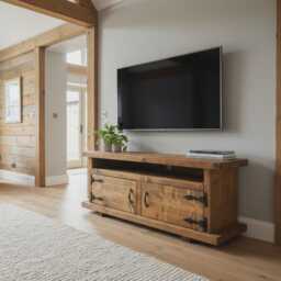 Rustic Solid Wood Corner Tv Cabinet, Farmhouse Media Console - thumbnail 1
