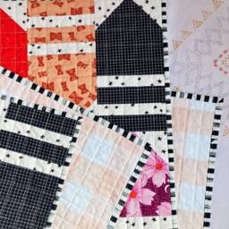 Handmade Patchwork Quilt Modern Retro Throw, Ruby Star Society Cotton - thumbnail 2