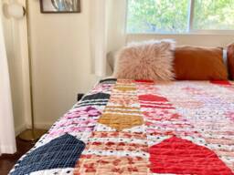 Handmade Patchwork Quilt Modern Retro Throw, Ruby Star Society Cotton - thumbnail 1
