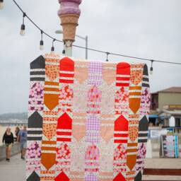 Handmade Patchwork Quilt Modern Retro Throw, Ruby Star Society Cotton - thumbnail 3