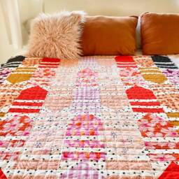 Handmade Patchwork Quilt Modern Retro Throw, Ruby Star Society Cotton - thumbnail 4