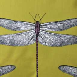 Dragonfly Cotton Cushion Cover Harlequin Demoiselle Chartreuse Pillow - thumbnail 3