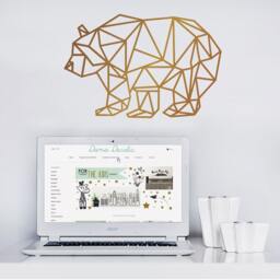Geometric Bear Vinyl Wall Decal - Modern Animal Art For Teen Room - thumbnail 1