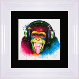 Patrice Murciano Wall Art - Dj Monkey Framed Print With Border - 55cm X 55cm Choice Of Frame Colour - thumbnail 1