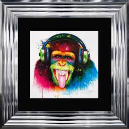 Patrice Murciano Wall Art - Dj Monkey Framed Print With Border - 55cm X 55cm Choice Of Frame Colour - thumbnail 3