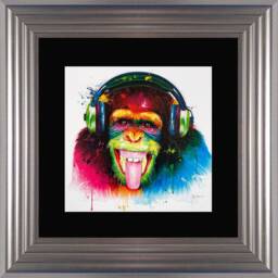 Patrice Murciano Wall Art - Dj Monkey Framed Print With Border - 55cm X 55cm Choice Of Frame Colour - thumbnail 4