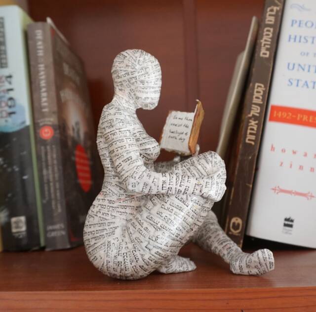 Reading Woman, Paper Mache, Bookshelf Decor, Bookish Gift - image 1