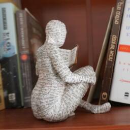 Reading Woman, Paper Mache, Bookshelf Decor, Bookish Gift - thumbnail 2