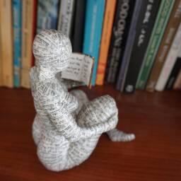 Reading Woman, Paper Mache, Bookshelf Decor, Bookish Gift - thumbnail 4