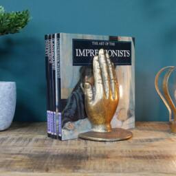 Golden Hand Bookends - Metal Book Weights Home Accessories Quirky Gift Themed Tidy Ornaments - thumbnail 2