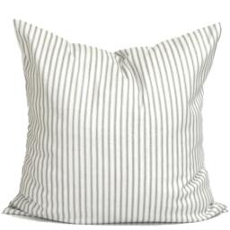 Gray Ticking Stripe Pillow, Pillow Covers, Covers For 20x20 16x16 Pillows, 18x18 All Sizes - thumbnail 3