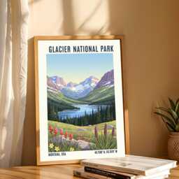 Glacier National Park Montana Poster - Usa Travel Art Print Illustration America - thumbnail 3
