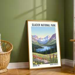 Glacier National Park Montana Poster - Usa Travel Art Print Illustration America - thumbnail 2