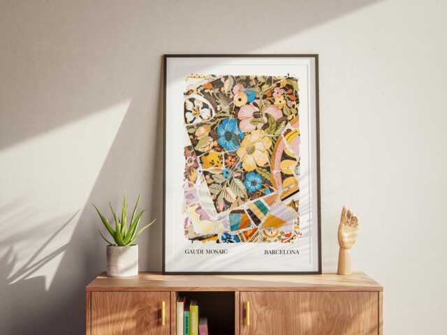 Antonio Gaudi Tiles Art Print Spanish Ceramic Pattern Wall Decor - image 1