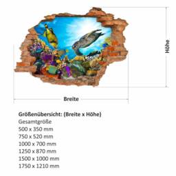 035 Wall Tattoo - Hole in The Underwater World Coral Reef Turtle Sea 6 Sizes Children's Room Decoration Sticker Decal - thumbnail 2