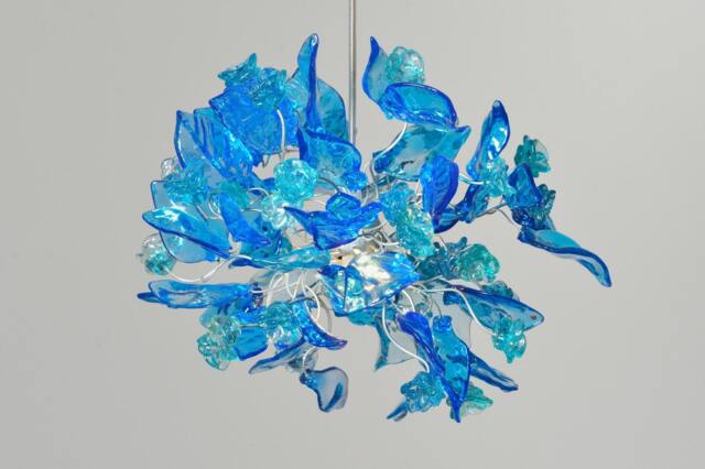 Blue Ceiling Lamp With Flowers & Leaves For Hall, Bathroom, Children Room - image 1