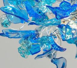 Blue Ceiling Lamp With Flowers & Leaves For Hall, Bathroom, Children Room - thumbnail 2