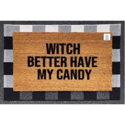 Witch Better Have My Candy Doormat - Funny Halloween Welcome Mat Spooky Porch Decor Trick Or Treat Rug Fall Door