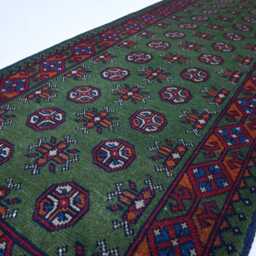 3x10 Ft Afghan Green Runner Rug, Vintage Pattern Oriental Hand Knotted Soft Wool Bukhara Veg Dyes Traditional Hallway - thumbnail 4