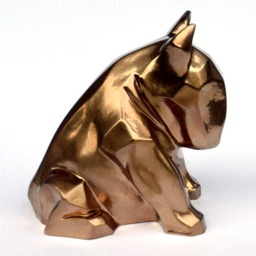 Gold Bull Terrier Sculpture Stucco Plaster Home Decor Statue - thumbnail 1