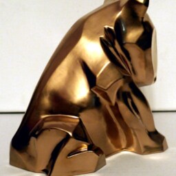 Gold Bull Terrier Sculpture Stucco Plaster Home Decor Statue - thumbnail 2
