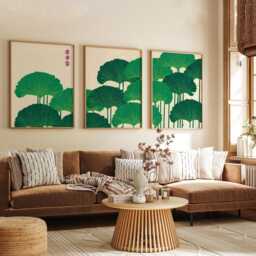 Ginkgo Leaf Botanical Poster Set - Japanese Style Nature Wall Art Green Neutral Tones - thumbnail 3