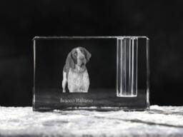 Bracco Italiano, Crystal Pen Holder With Dog, Souvenir, Decoration, Limited Edition, Collection - thumbnail 1