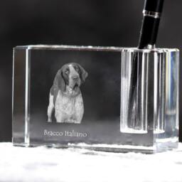 Bracco Italiano, Crystal Pen Holder With Dog, Souvenir, Decoration, Limited Edition, Collection - thumbnail 2