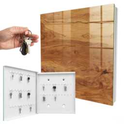 Wooden Texture Wall Mounted Key Cabinet, Brown Industrial Box, Rustic Textures, For Lovers Of Nature & Warm Interiors - thumbnail 2