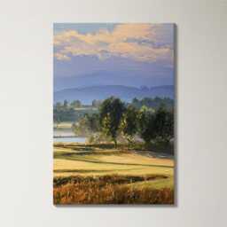 Mountain Golf Course 3 Panel Split Canvas Wall Art Scenic Landscape Painting Clubhouse Decor Oil Framed Home - thumbnail 4